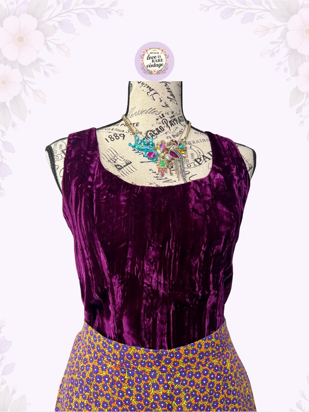 Betsey Johnson Punk Label Crushed Velvet Top • Vintage 80s Purple Tank • USA • M